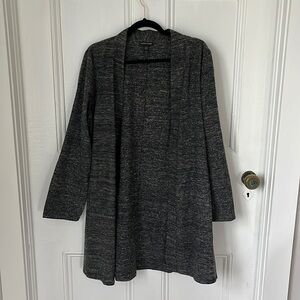 Eileen Fisher. Speckly texture two-color twist Organic linen silk for fluidity.